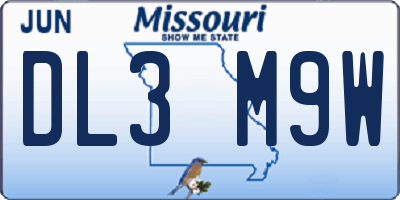 MO license plate DL3M9W