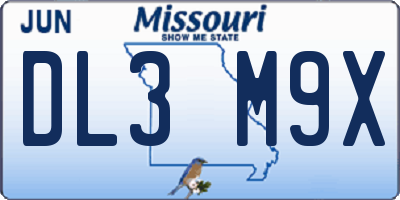 MO license plate DL3M9X