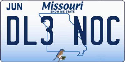 MO license plate DL3N0C
