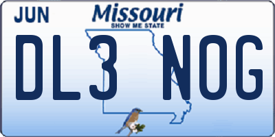 MO license plate DL3N0G