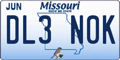 MO license plate DL3N0K