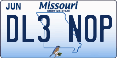 MO license plate DL3N0P