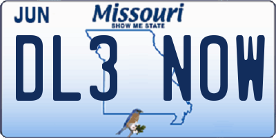 MO license plate DL3N0W