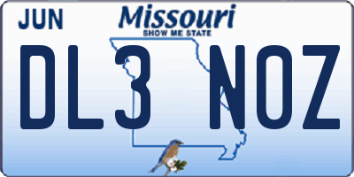 MO license plate DL3N0Z