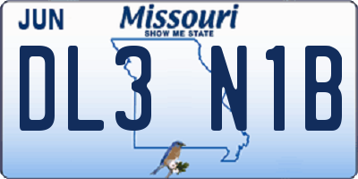 MO license plate DL3N1B