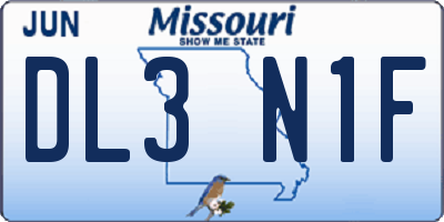 MO license plate DL3N1F