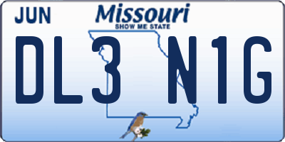 MO license plate DL3N1G