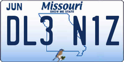 MO license plate DL3N1Z