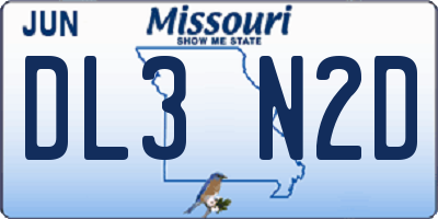 MO license plate DL3N2D