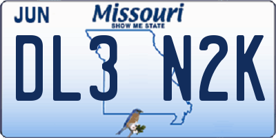 MO license plate DL3N2K