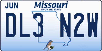 MO license plate DL3N2W
