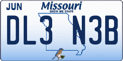 MO license plate DL3N3B