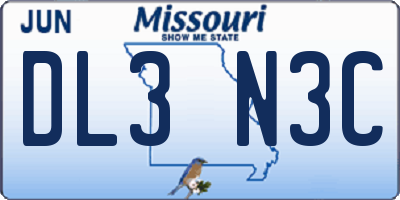 MO license plate DL3N3C