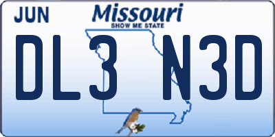 MO license plate DL3N3D