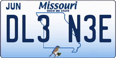 MO license plate DL3N3E