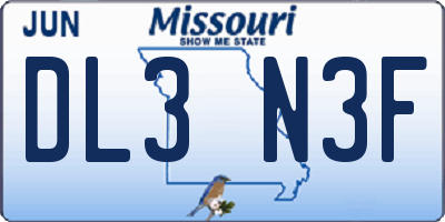 MO license plate DL3N3F