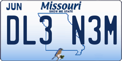 MO license plate DL3N3M