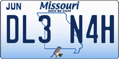 MO license plate DL3N4H