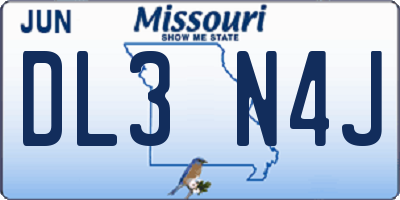 MO license plate DL3N4J