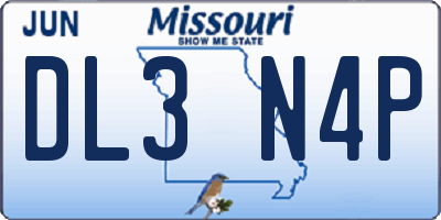MO license plate DL3N4P