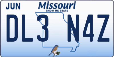 MO license plate DL3N4Z