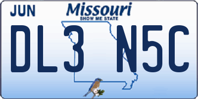 MO license plate DL3N5C