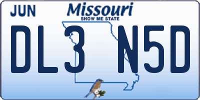 MO license plate DL3N5D