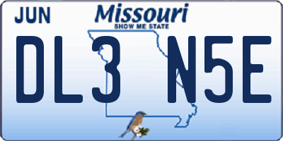 MO license plate DL3N5E