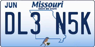 MO license plate DL3N5K