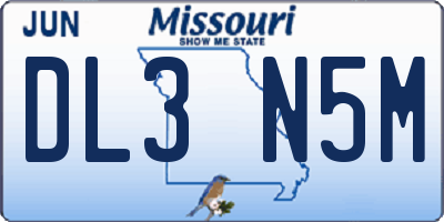 MO license plate DL3N5M