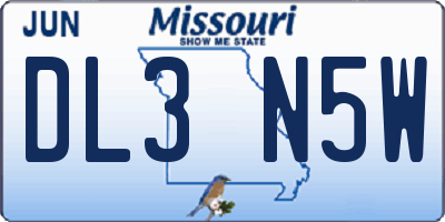 MO license plate DL3N5W