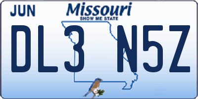 MO license plate DL3N5Z
