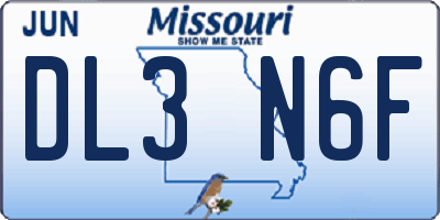 MO license plate DL3N6F