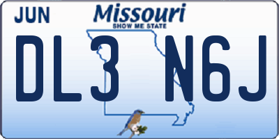 MO license plate DL3N6J