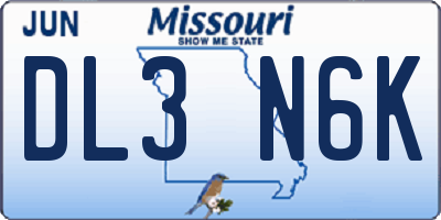 MO license plate DL3N6K