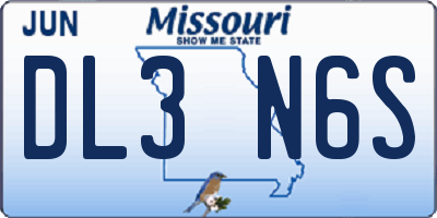 MO license plate DL3N6S