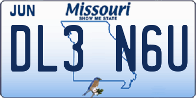 MO license plate DL3N6U
