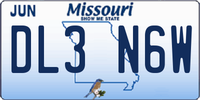 MO license plate DL3N6W
