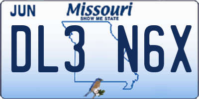 MO license plate DL3N6X