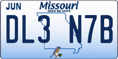 MO license plate DL3N7B
