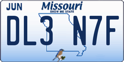 MO license plate DL3N7F