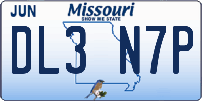 MO license plate DL3N7P