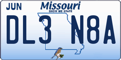 MO license plate DL3N8A