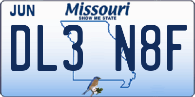 MO license plate DL3N8F
