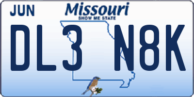 MO license plate DL3N8K