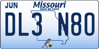 MO license plate DL3N8O