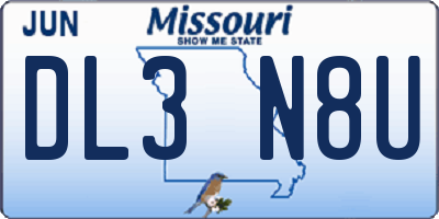 MO license plate DL3N8U