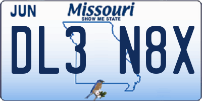 MO license plate DL3N8X