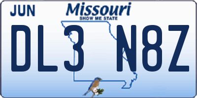 MO license plate DL3N8Z