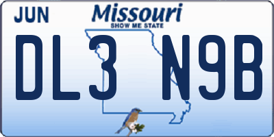 MO license plate DL3N9B
